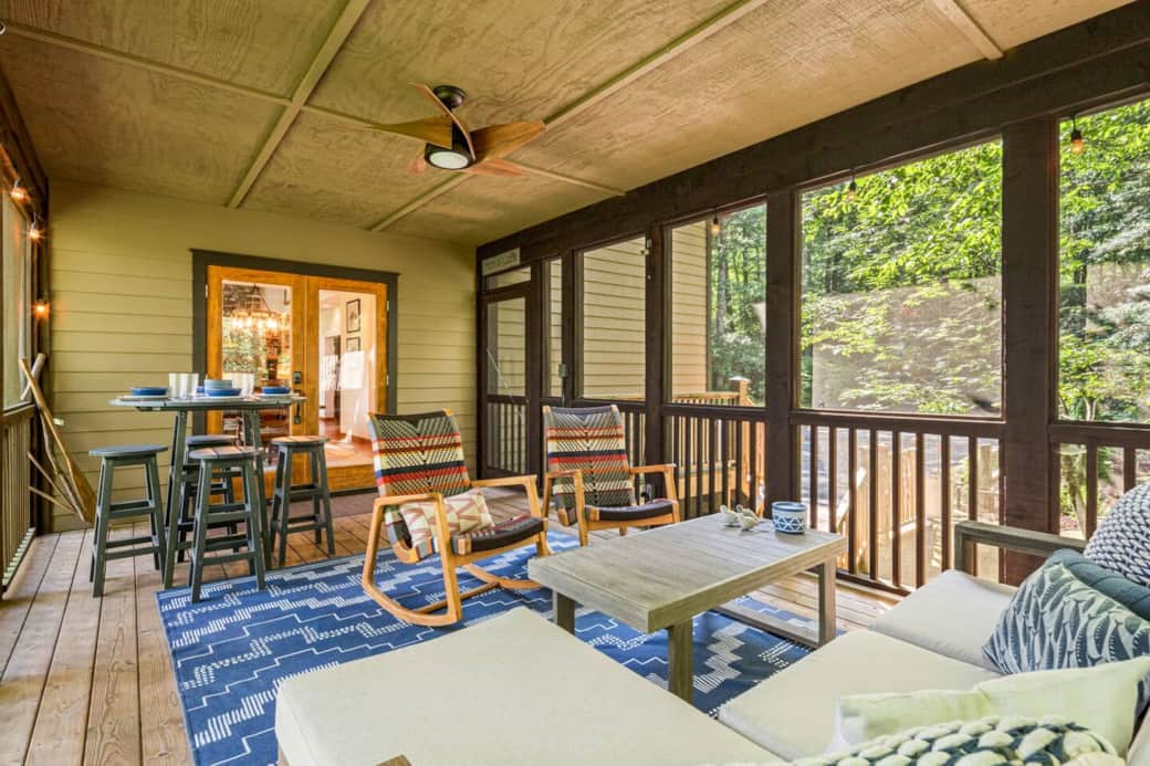 Screened In Porch | Outdoor Dining Area | Rockers and Couch | Wifi Access on Porch