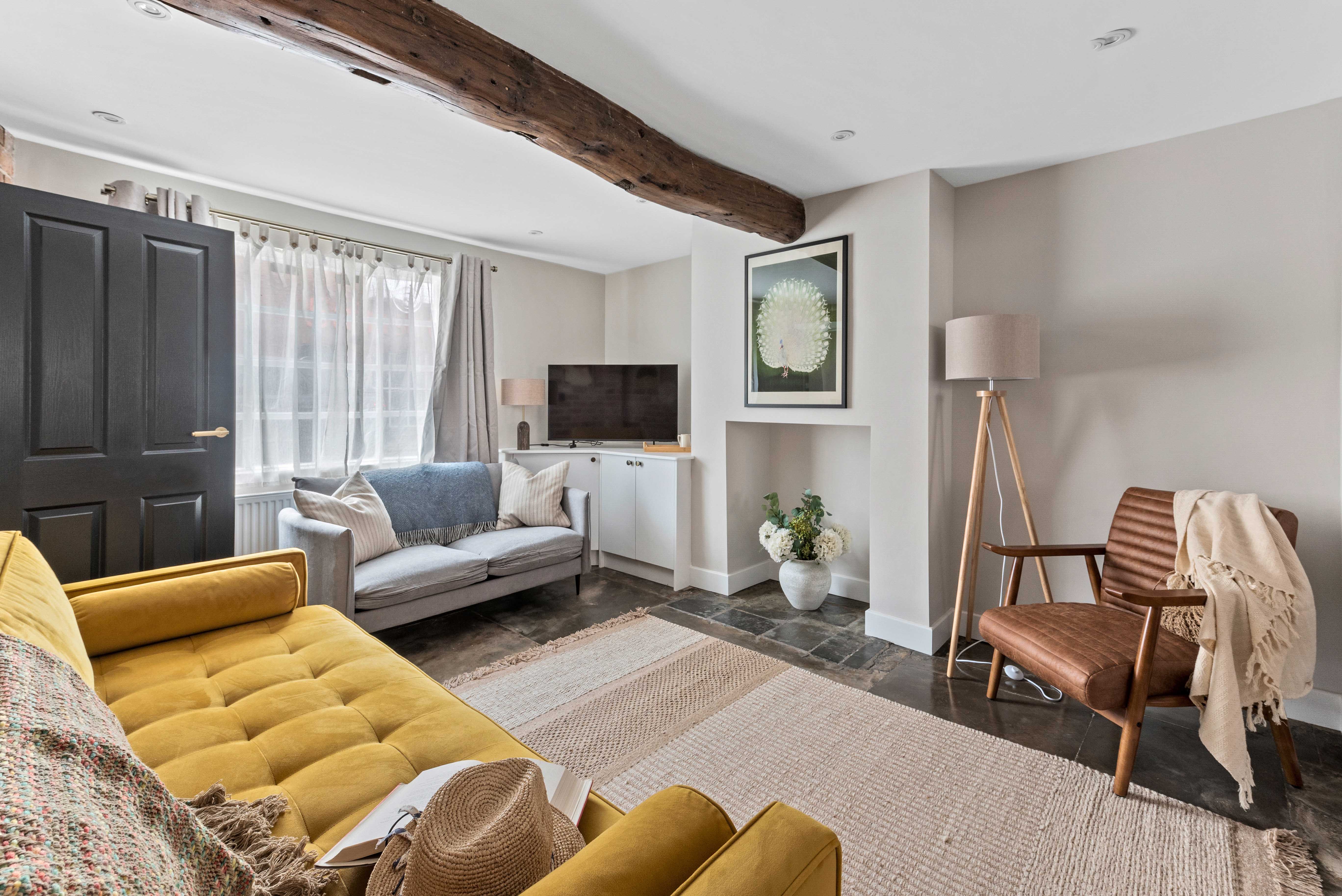 Open-plan kitchen, dining and living area, Grade II listed house Kenilworth