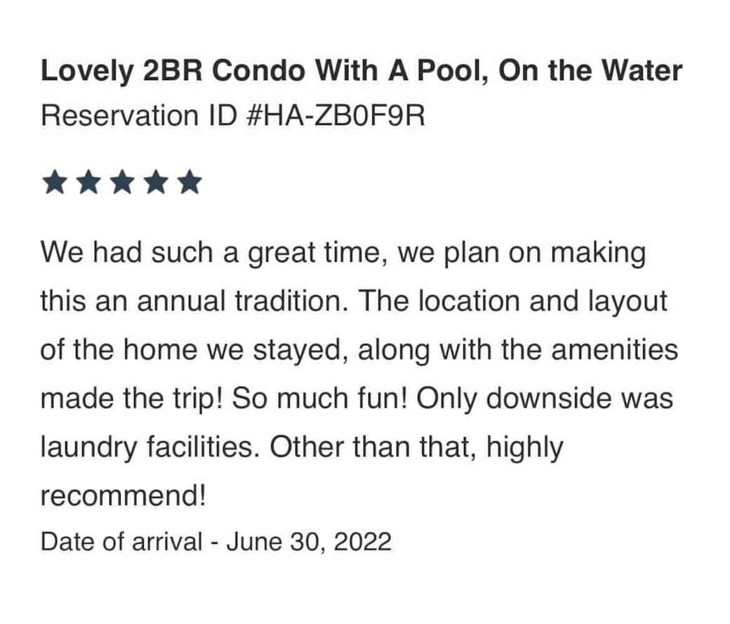 Review from VRBO guest. Our laundry facilities are located on the opposite side of the complex and coin operated.