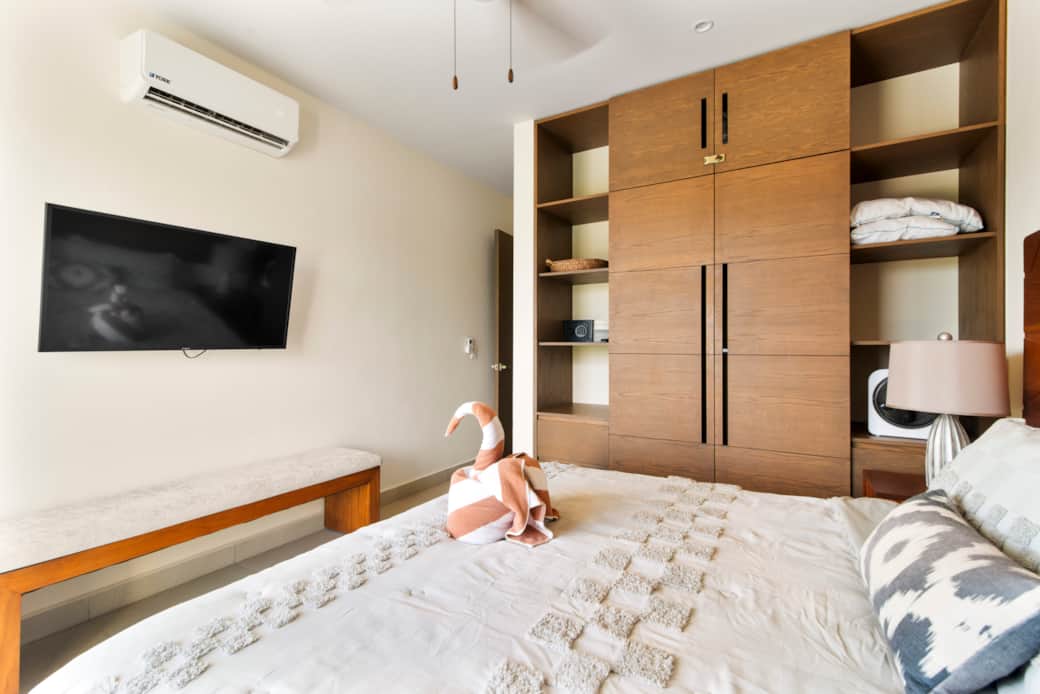 Indulge in comfort with a smart TV, full-wall closet, and all amenities included.