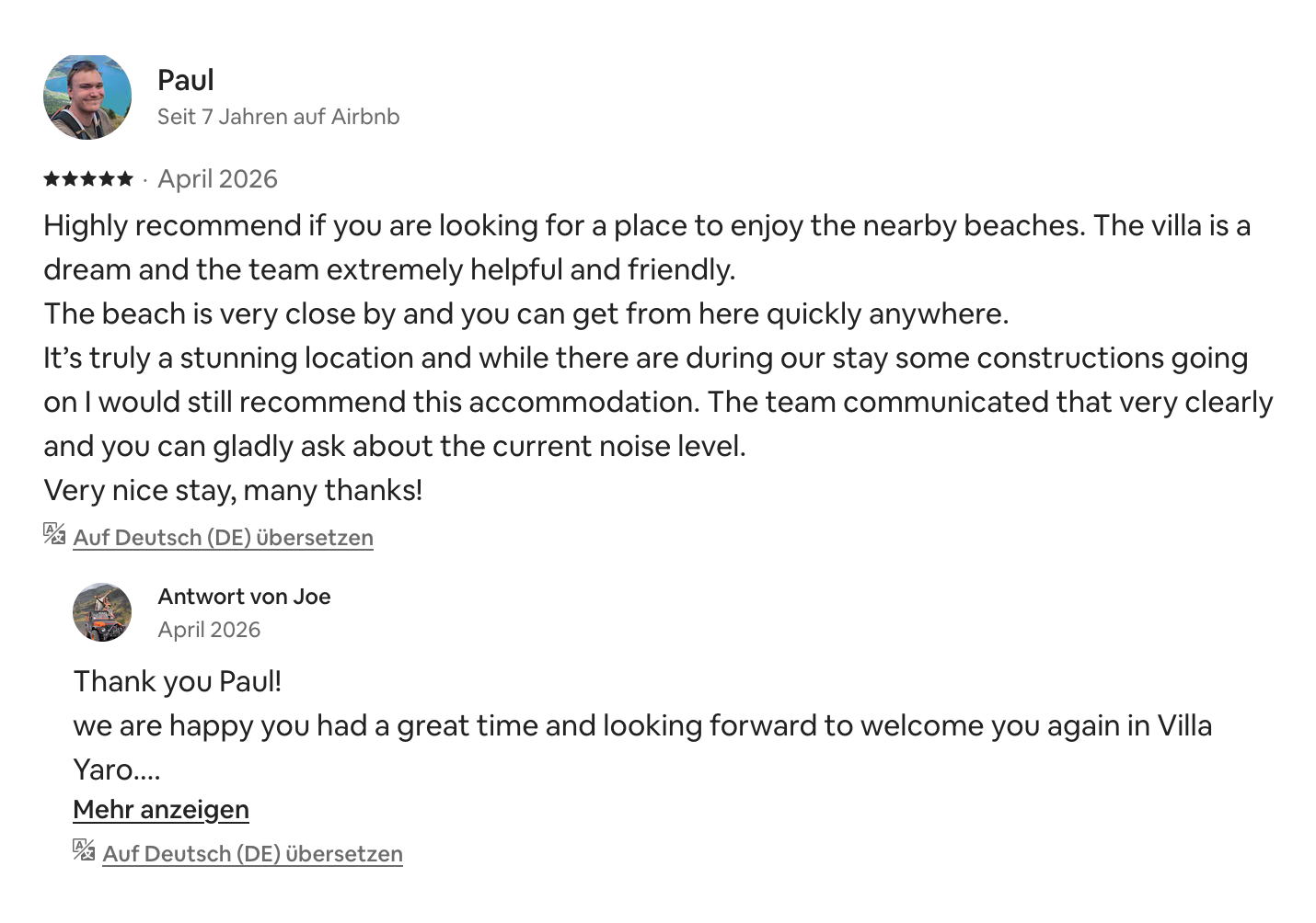 Paul highly recommends us