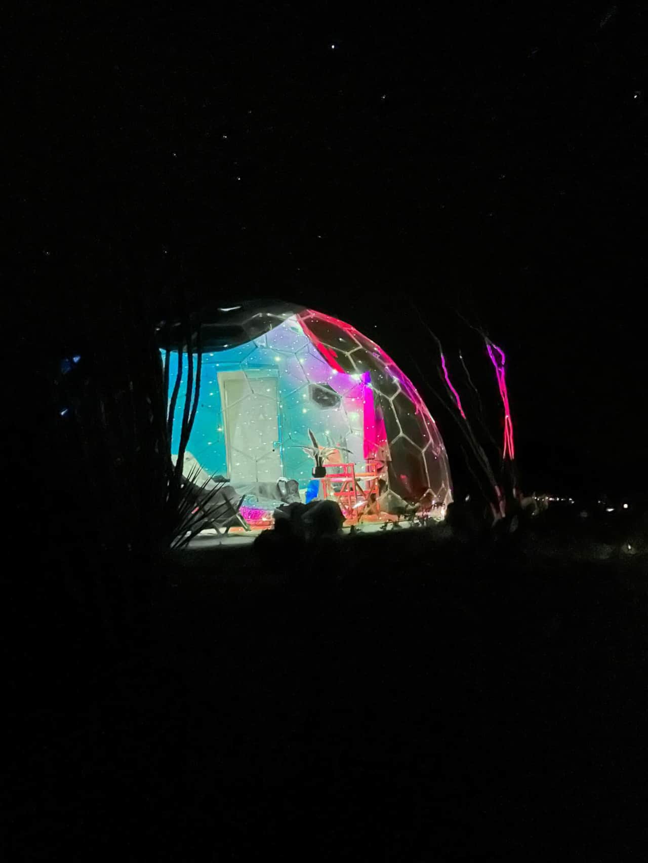 Nebula star-projector glowing inside Space Pod 004's dome