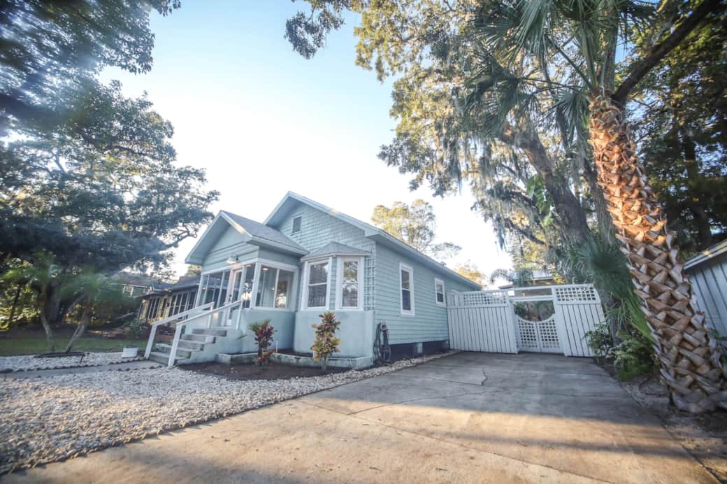 Front of house with space for 3 cars