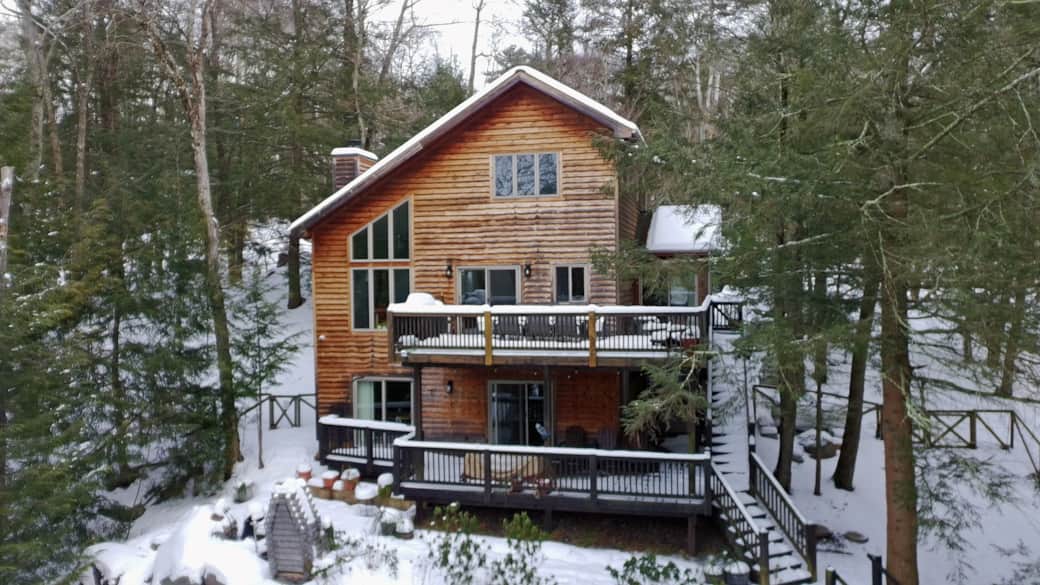 Snow Covered backyard in mid-winter