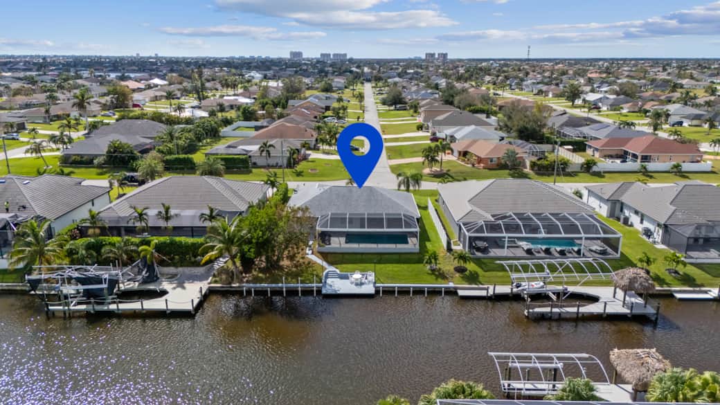 Aerial View Looking South w Marker