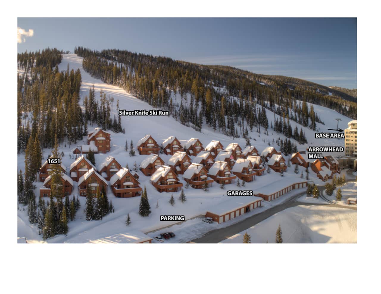 Big Sky mountain village Arrowhead aerial view 1651