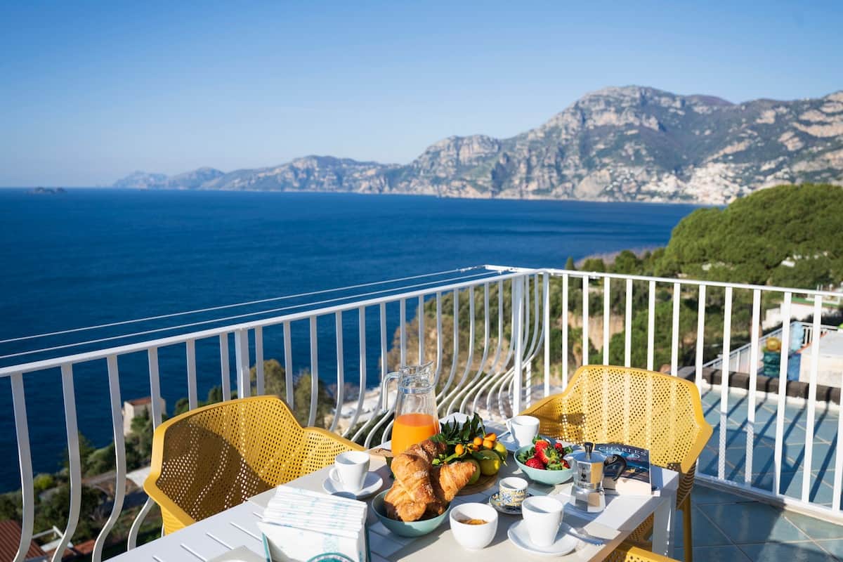 Private sea-view terrace overlooking Positano on the Amalfi Coast.