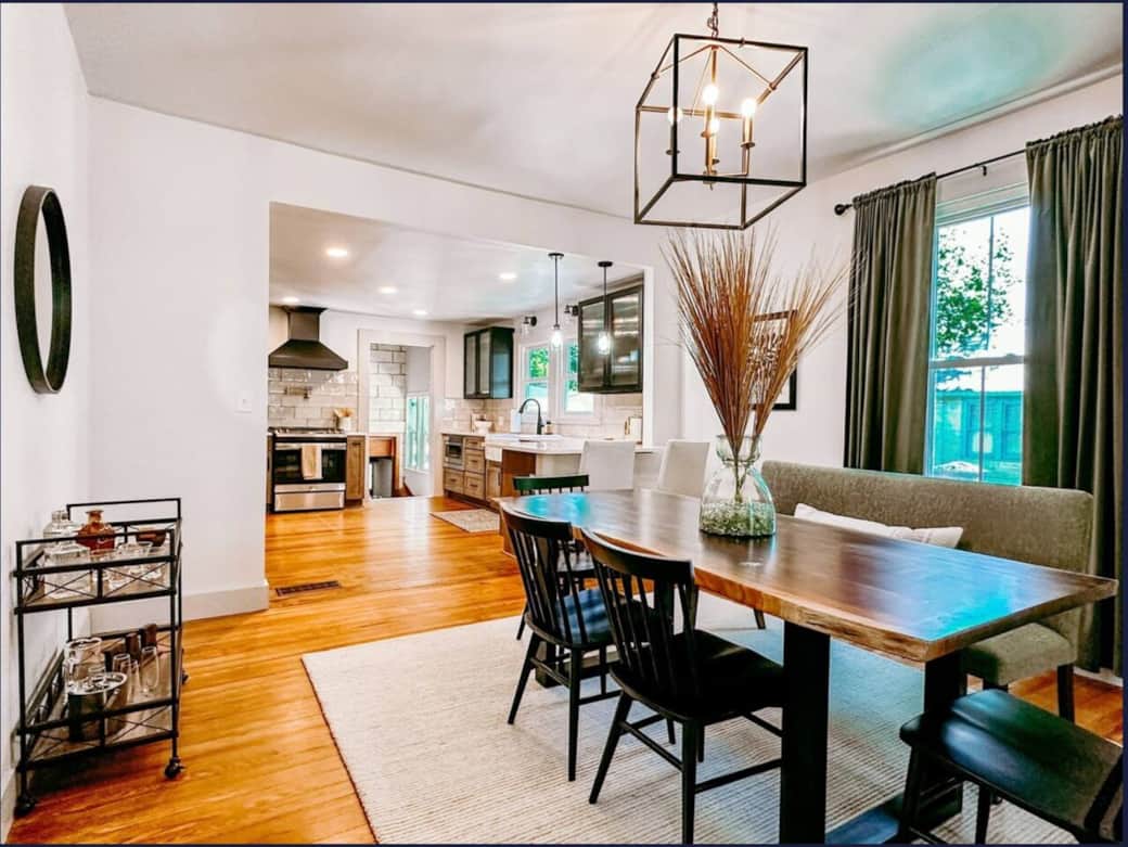 Open dining concept with the Kitchen.  Countertop peninsula is perfect for entertaining guests