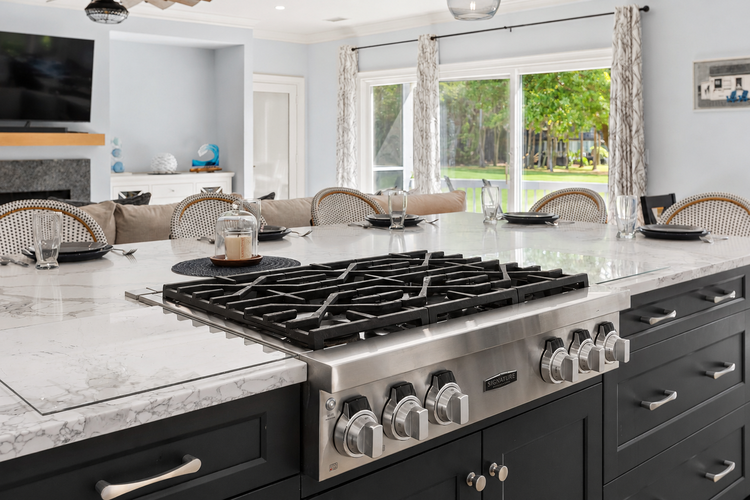 Fire up the burners and turn dinner into a group meal at the island.