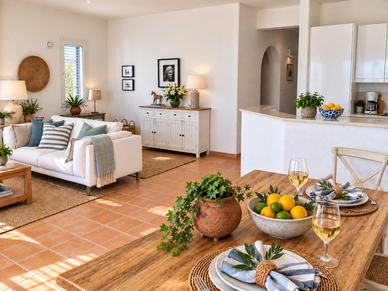Mediterranean open plan living space