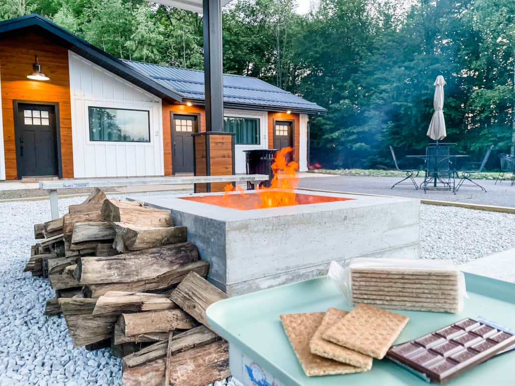Outdoor Fire Pit and Tables and Chairs