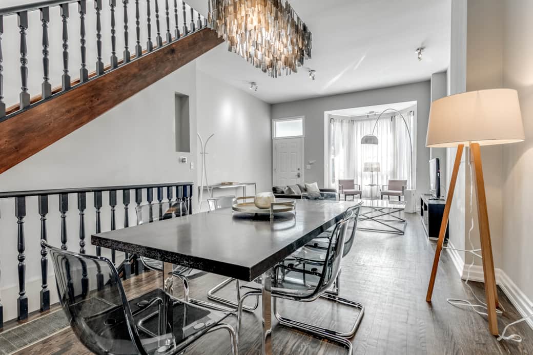 Streamlined kitchen in a Toronto luxury apartment, optimized for short stays.