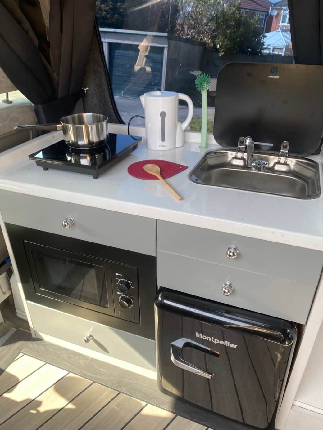 Microwave, Fridge and Kitchen