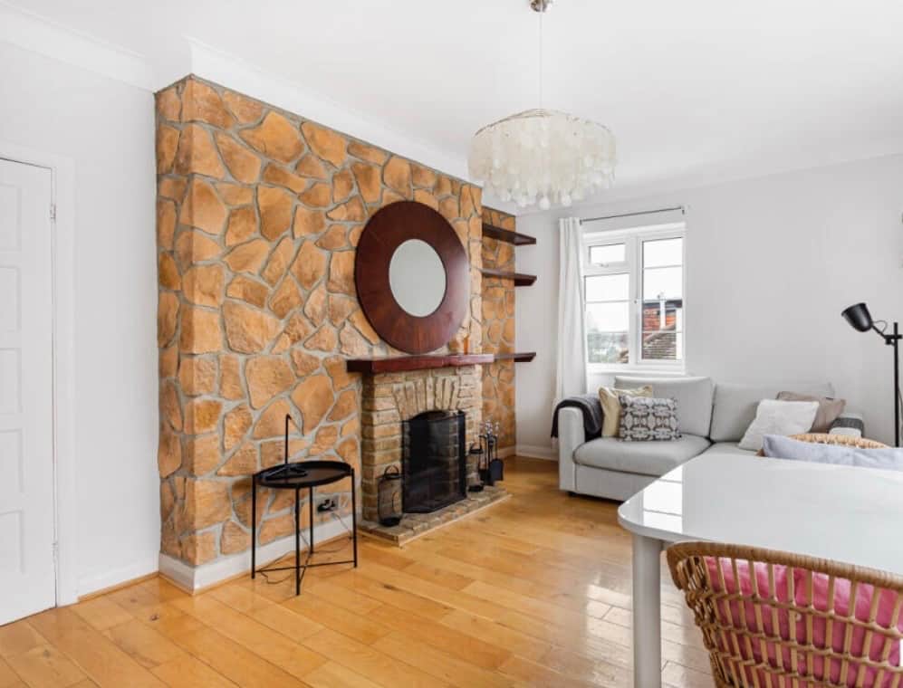 Exposed brick. Spacious Living