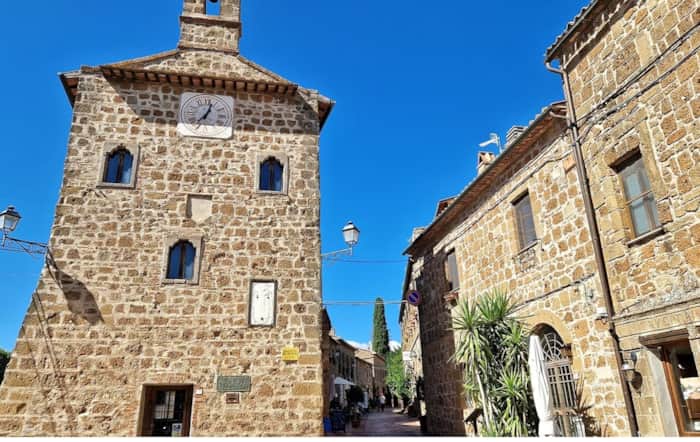 Sovana Romanesque Duomo and stone buildings in the southern Maremma, Tuscany, Italy