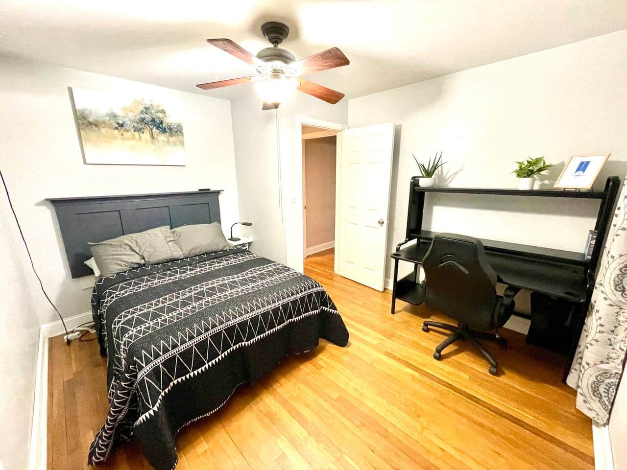 Double bed with dedicated work station