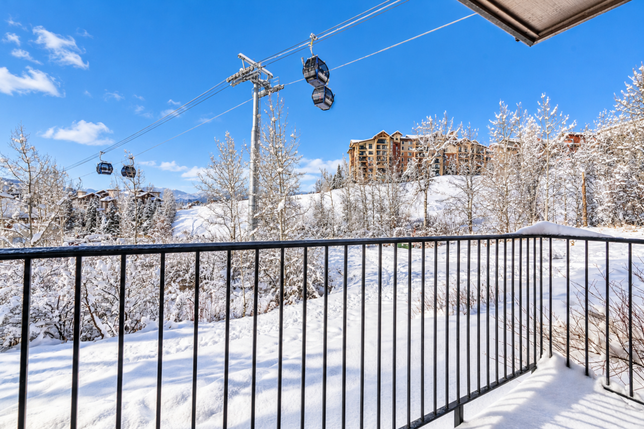 Enjoy beautiful Yampa Valley and ski slope views from your private Steamboat condo balcony.