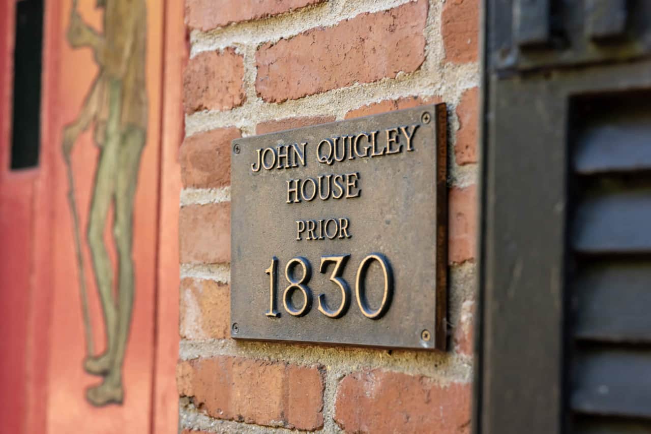 The John Quigley House plaque, marked prior to 1830