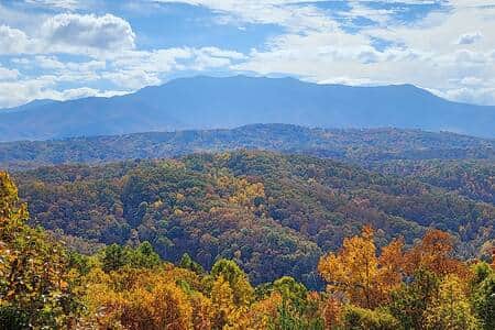 Beautiful view of the mountains and the changing leaves in October 2023.