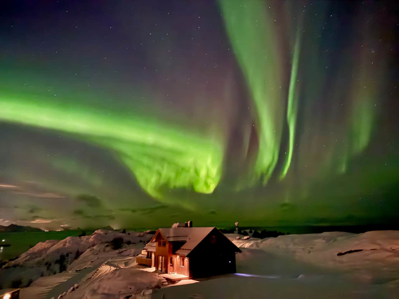 Panorama Winter Aurora Northern Lights