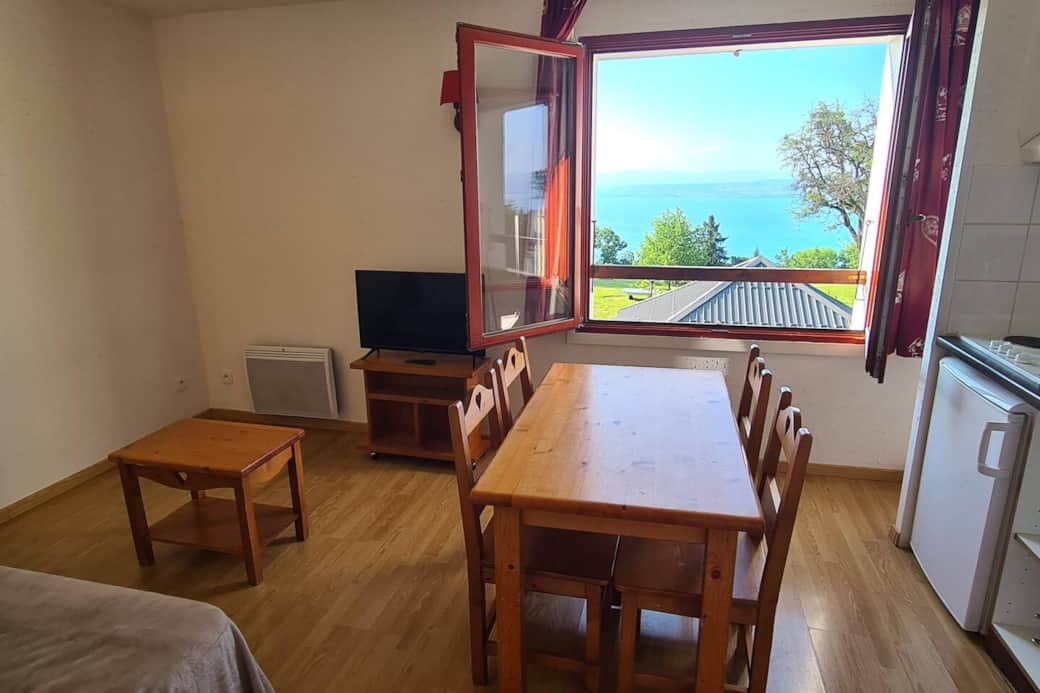Vue du salon et de la cuisine 