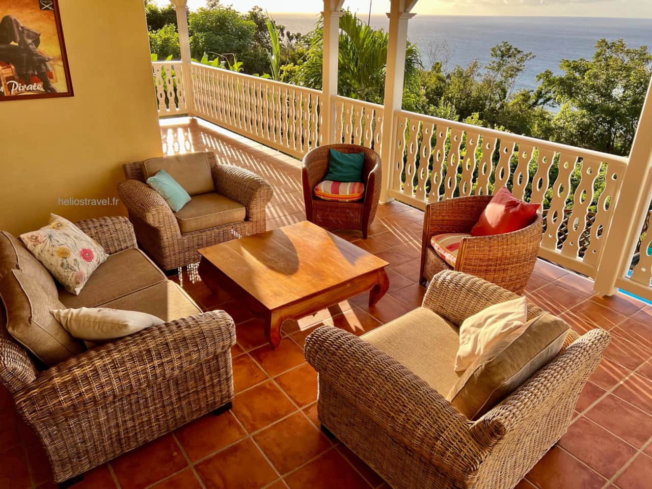 The outdoor lounge and terrace of the Pirate Refuge villa