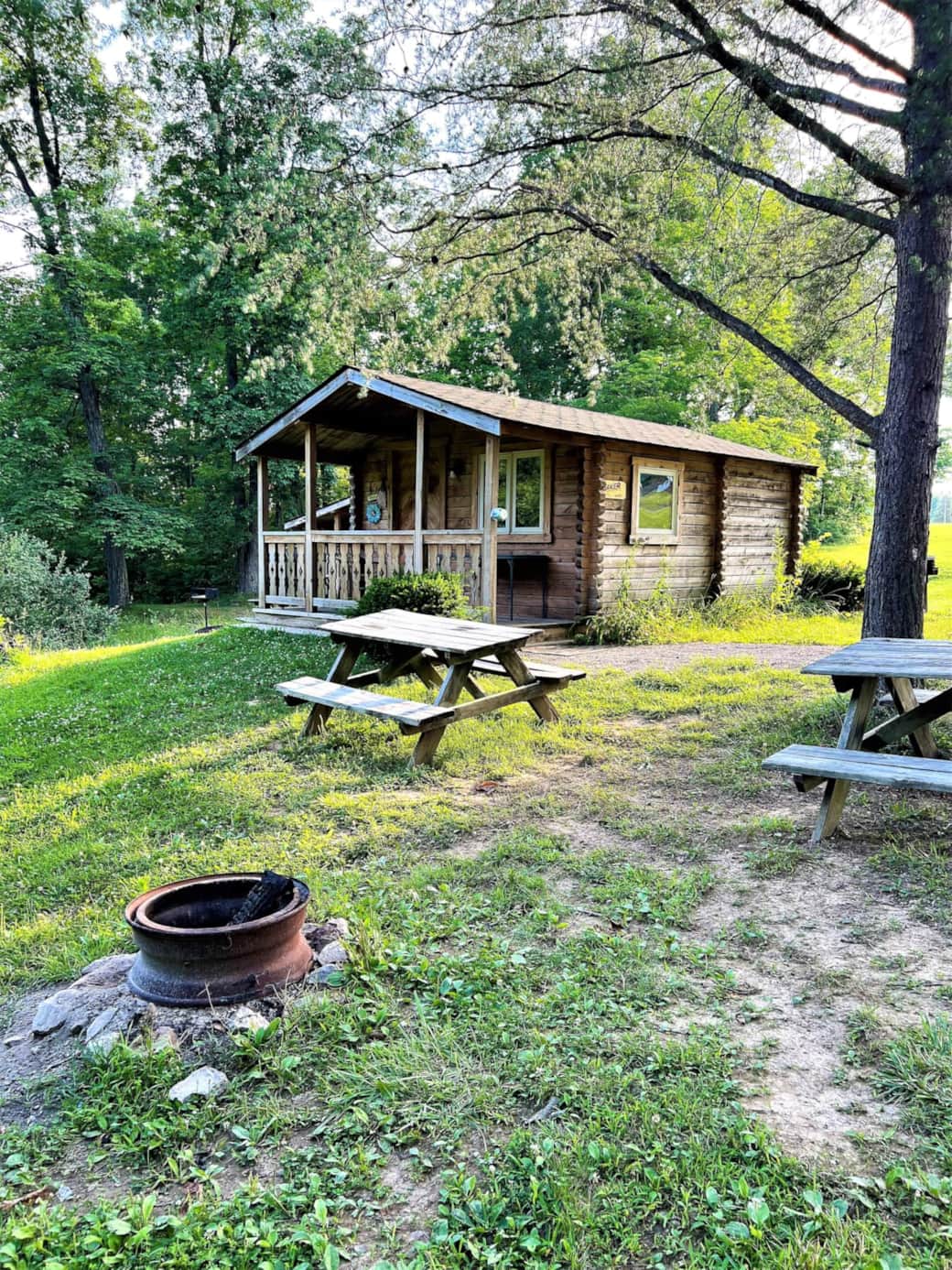 Cabin #2, picnic table and fire ring
