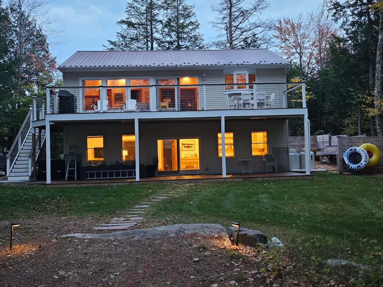 Front view of the home at dusk