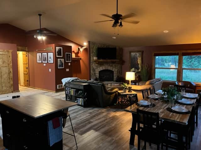 With the house lights down, the great room becomes cozy. Perfect ambience to enjoy a good book. With the house lights down, the great room becomes cozy. Perfect ambience to enjoy a good book.