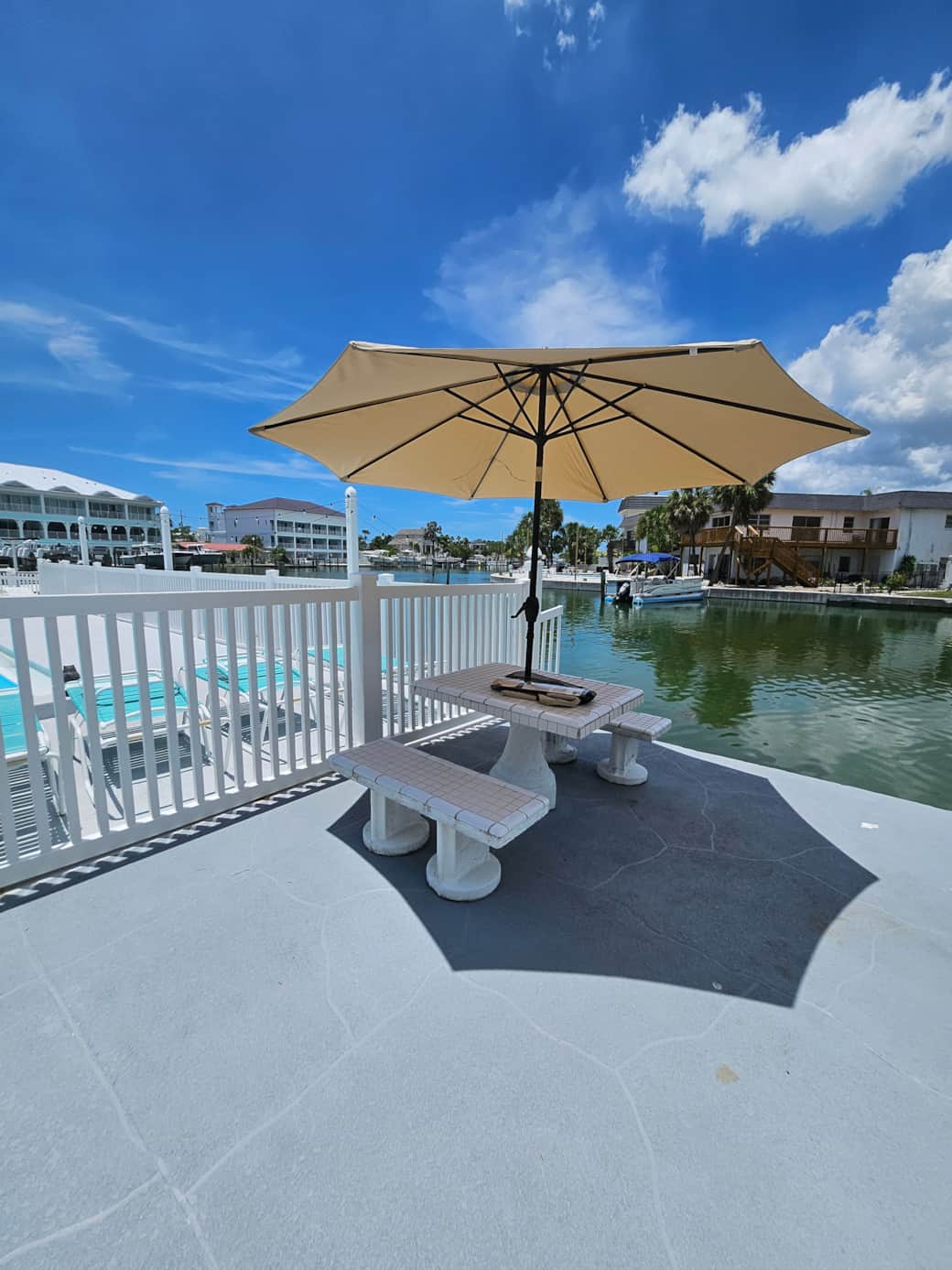 Enjoy the Intracoastal views from the shared outdoor seating area — morning coffee or sunset drinks.