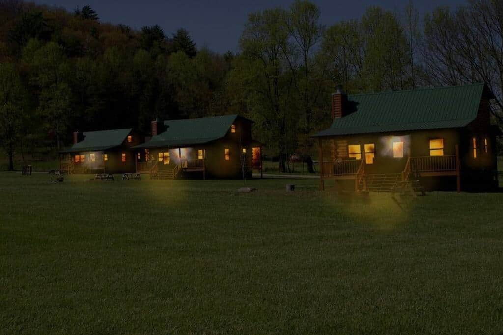 Cabins at night