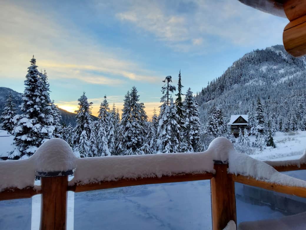 View of eastern horizon on crisp winter morning from front porch.