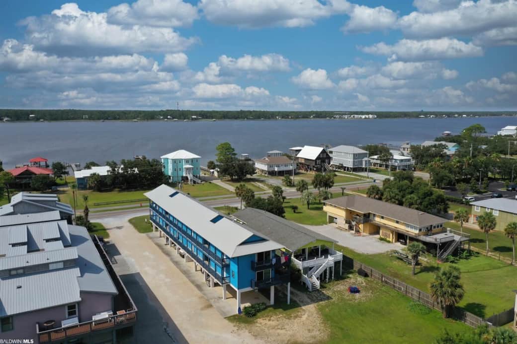 Aerial view of the lagoon across from the condo.