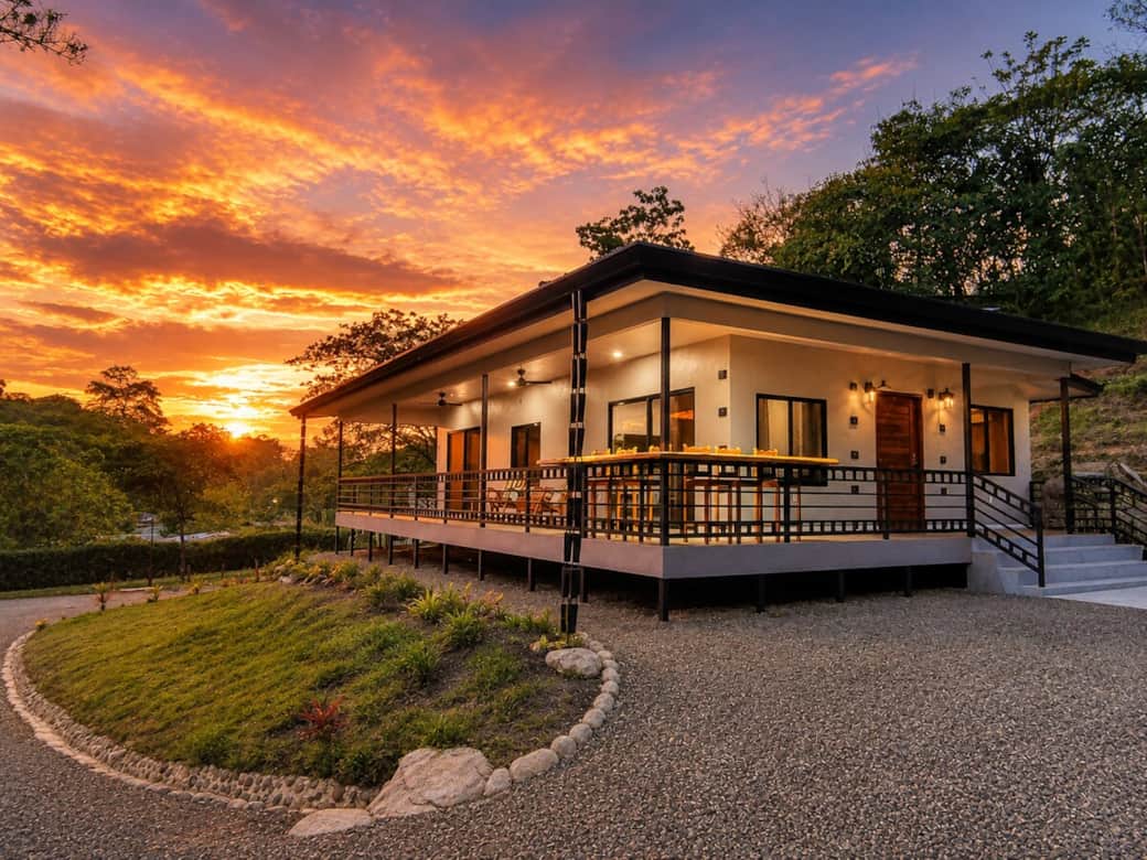 Sunset skies, warm lights, and a peaceful veranda made for slow evenings in nature.  