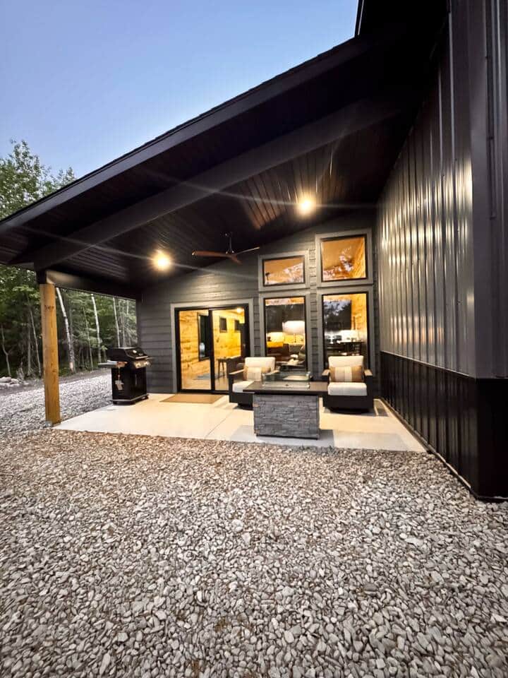 Covered private porch complete with sunset views, grill, fireplace and patio furniture. Covered private porch complete with sunset views, grill, fireplace and patio furniture.