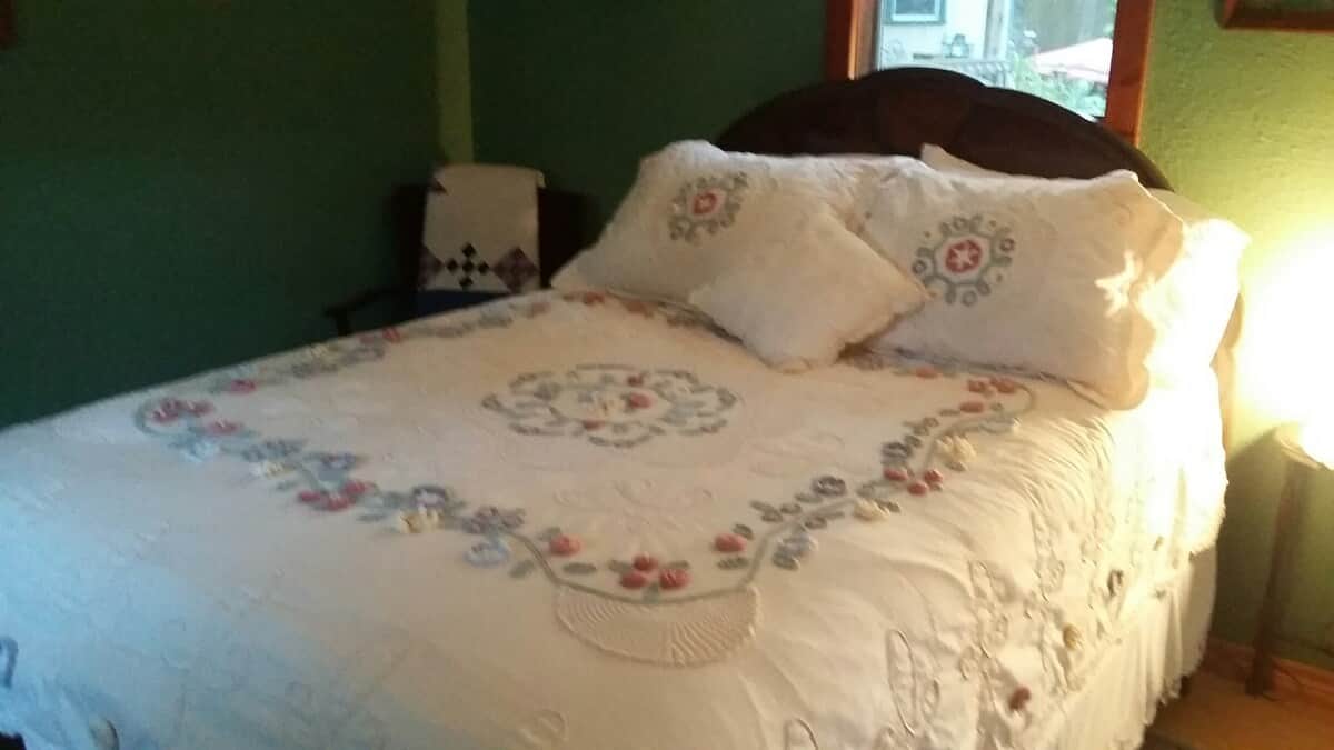 A comfortable full sized antique bed from 1900 (except the mattress!)
