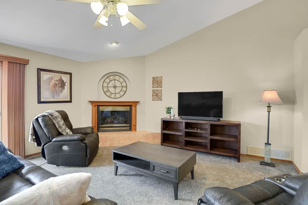 Living room with cozy gas fireplace