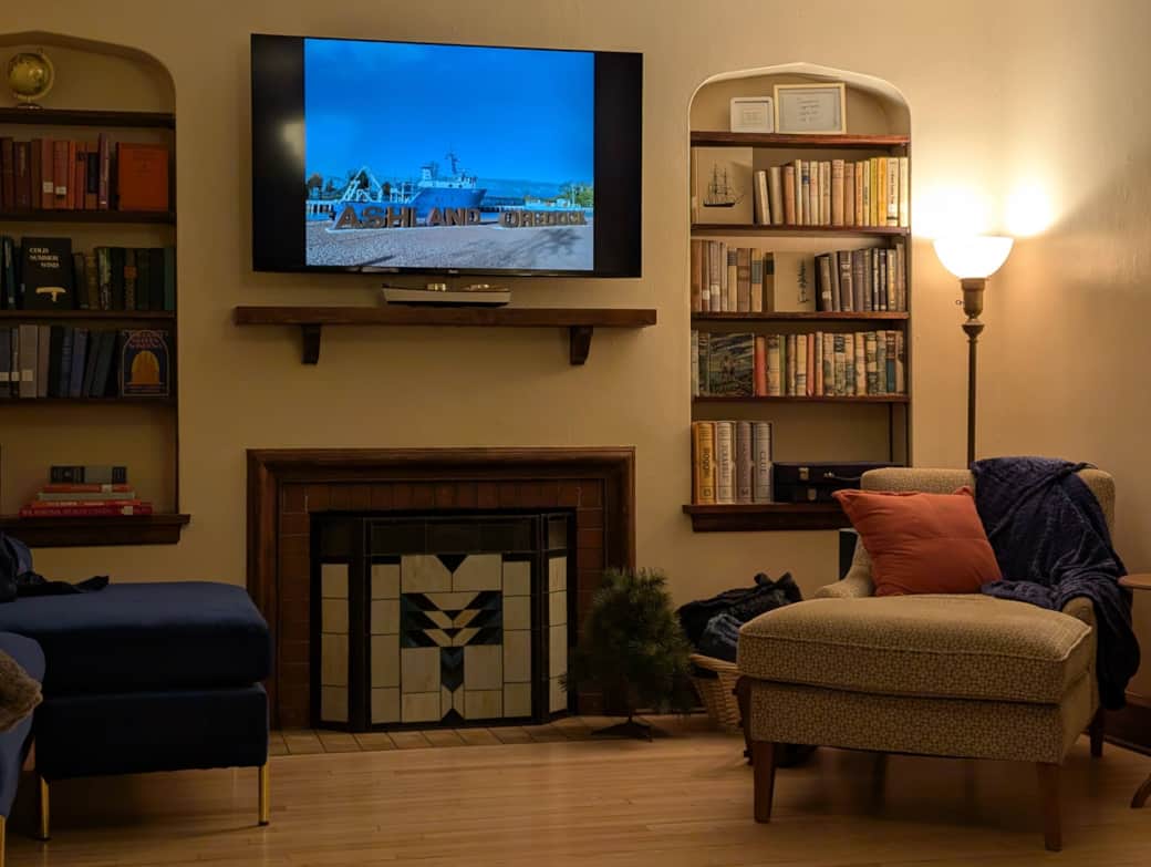 Cozy up in the large living room with a good book