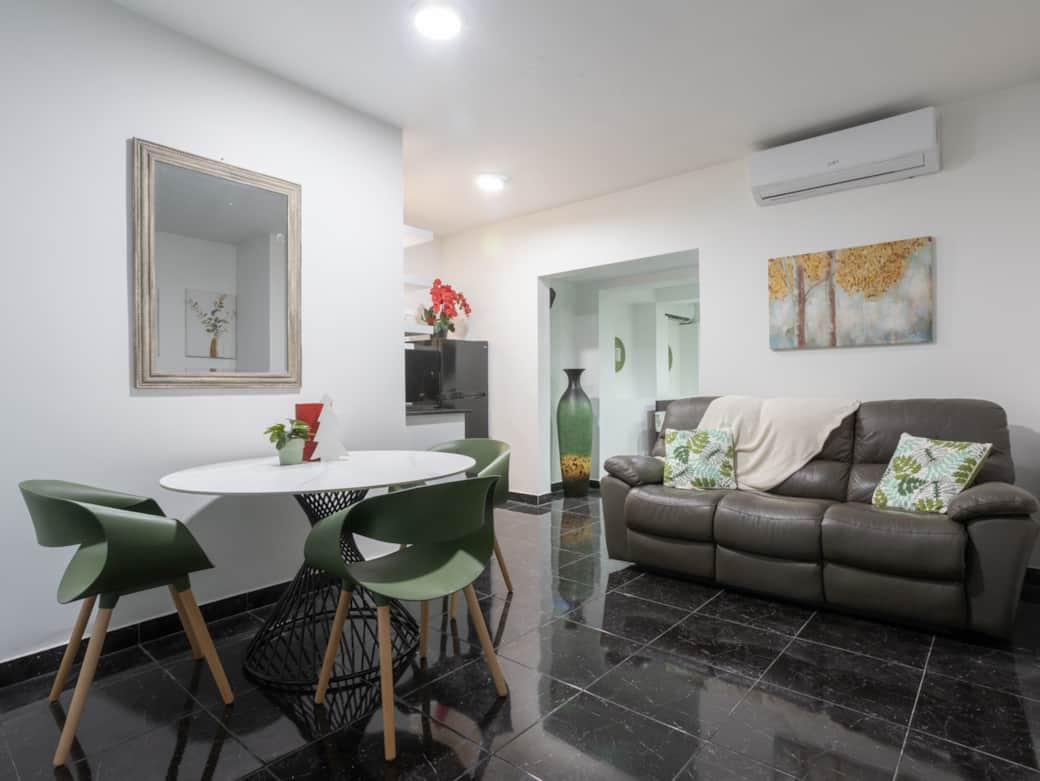 View from Entrance Dining room kitchen Bedroom entrance