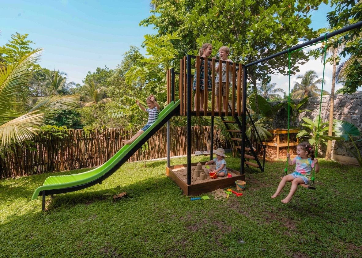 Outdoor playground for the kiddies. 