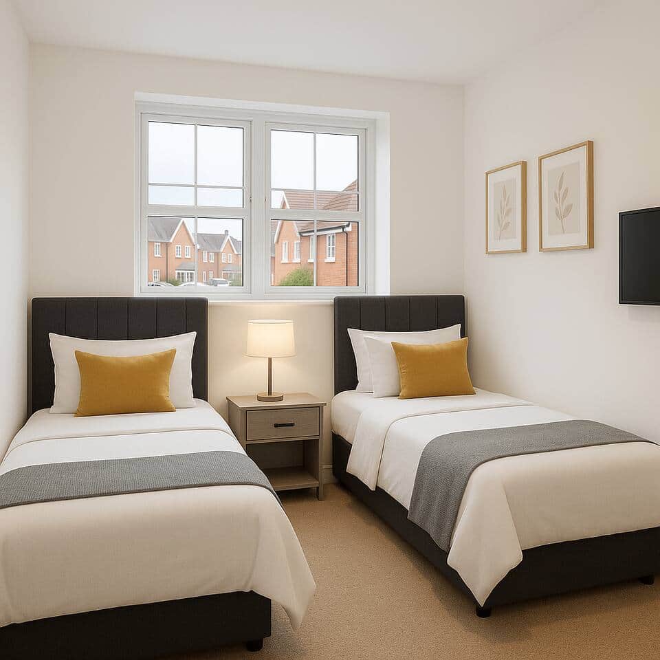 2 single beds or 1 king + private ensuite