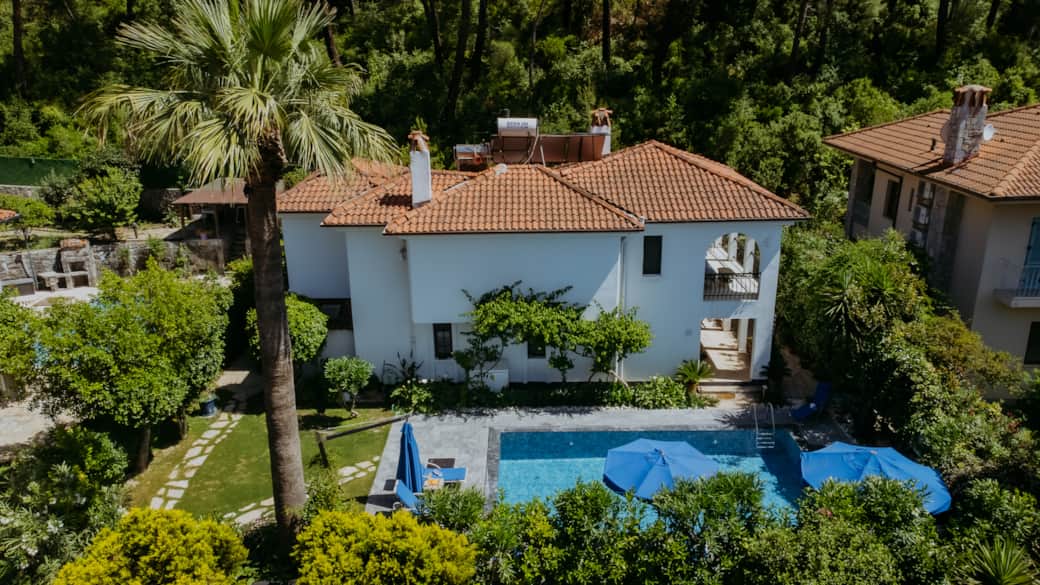 Pool view of Backyard Drone view  of Villa Cecilia Göcek