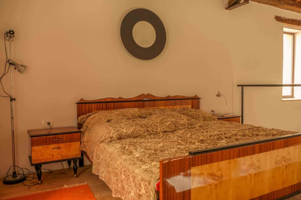 double bed on the gallery