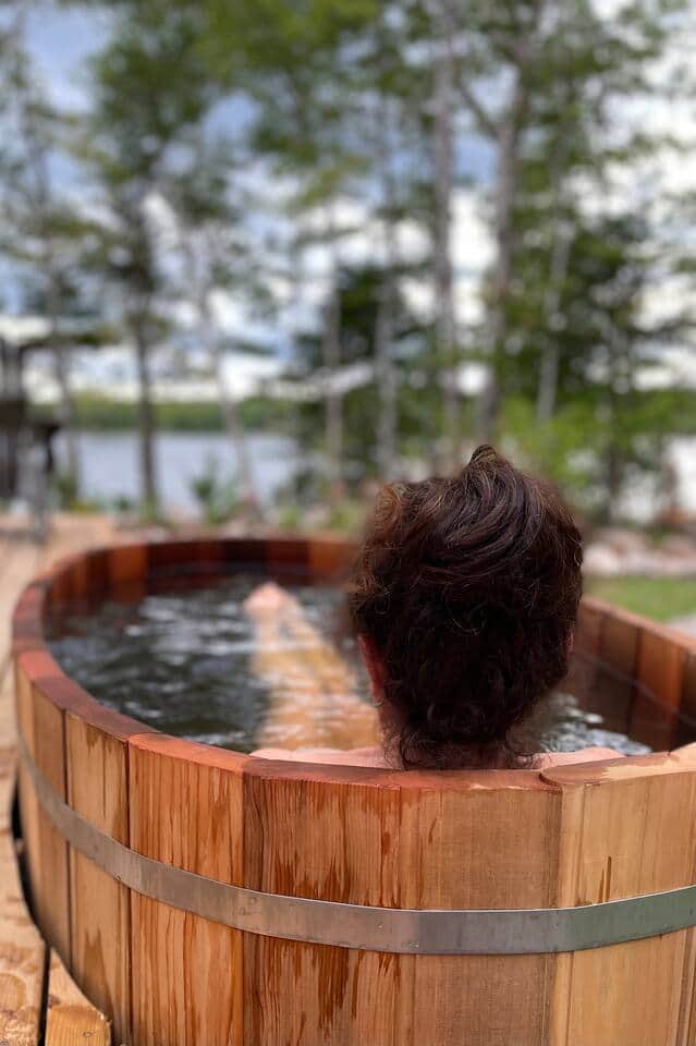 Enjoy the two-person natural hot tub…