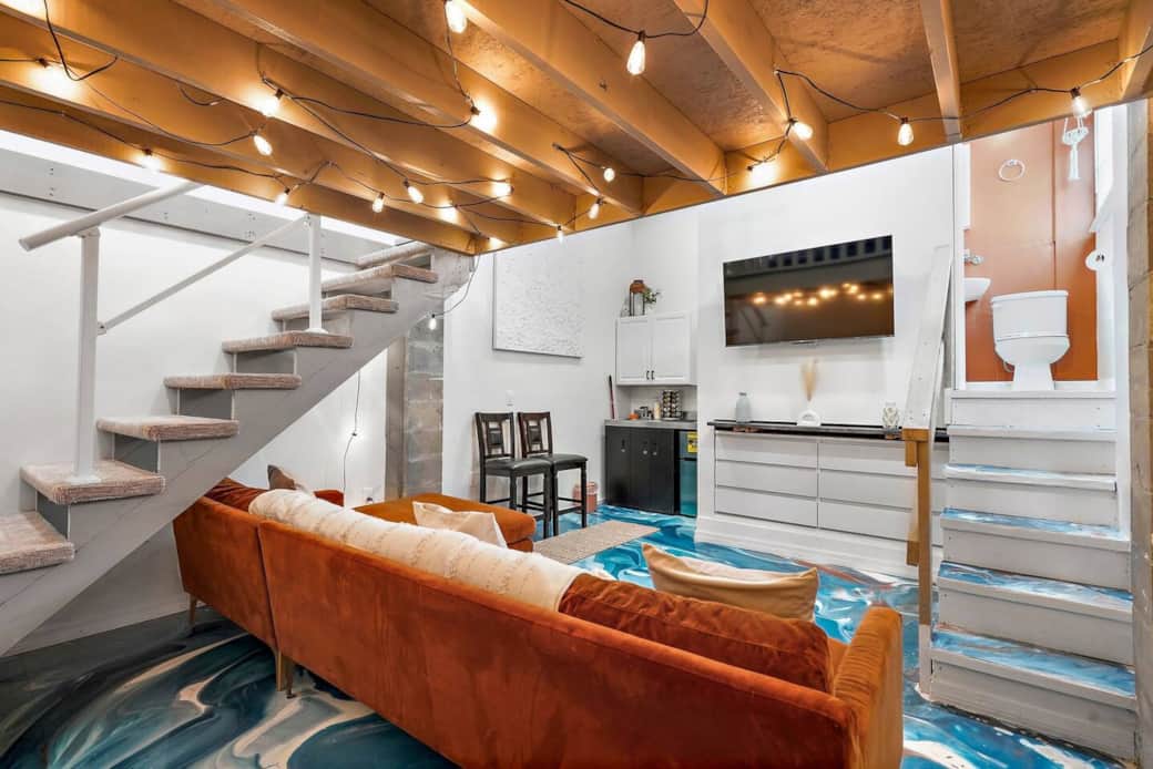 Living room with smart tv and couch