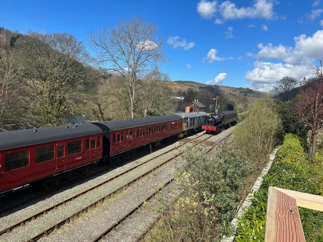 Steam train form garden