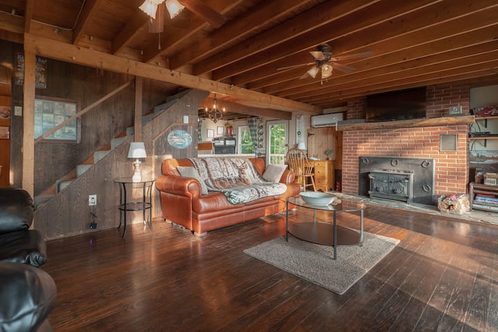 Cozy living room with fire place