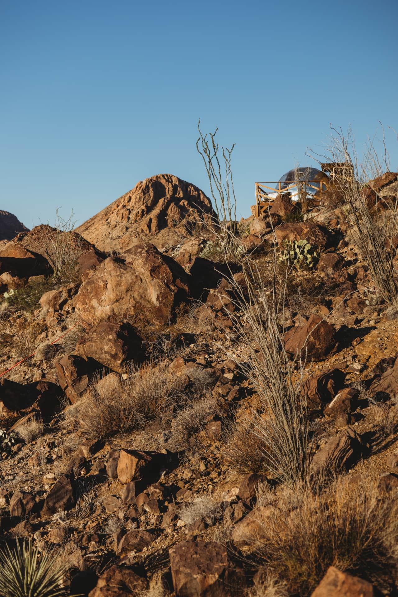 Rugged desert terrain around Space Pod 007