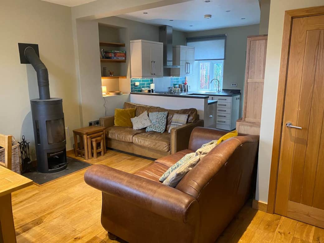 Open plan lounge and kitchen area