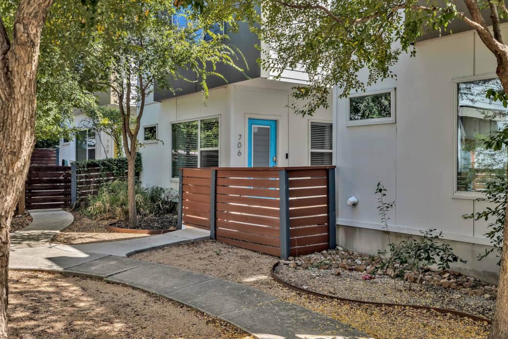 Walking up to the front entrance - where you have your own smart lock code and keyless entry